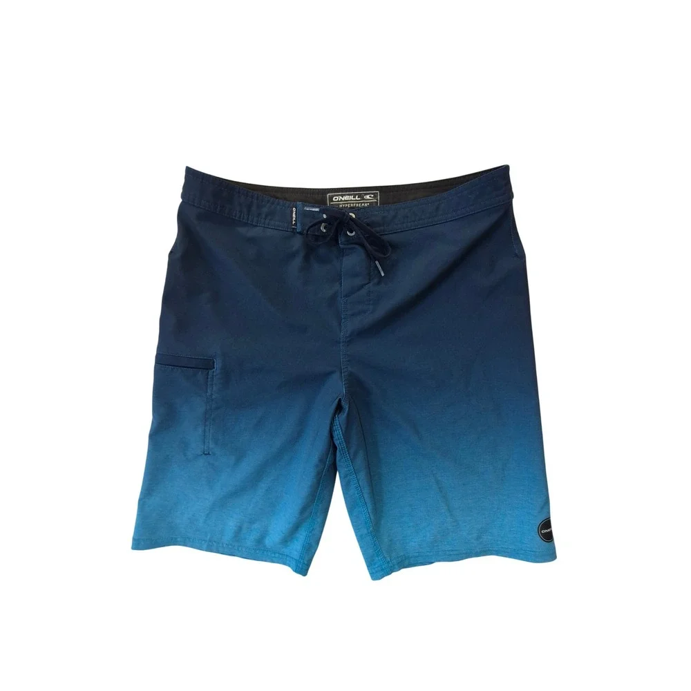 O'Neill Hyperfreak Board Shorts Ombre Blue Men's Swim Trunks Size 30
